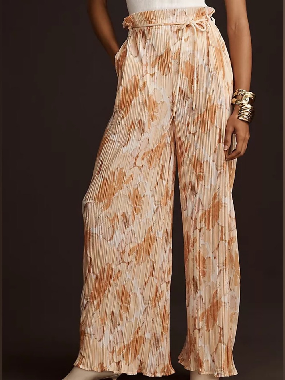 Anthropologie Significant Other Marlie Printed Plissé Pants Pleated Wide Leg 4